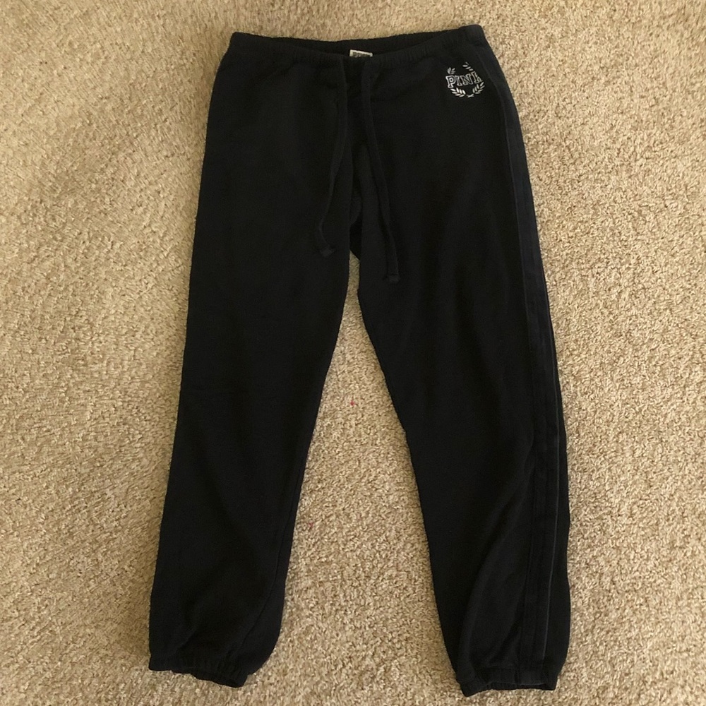 Victoria Secret PINK Black and Velvet Sweatpants